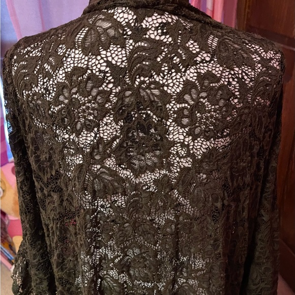 Olive green 1x Pyramid Collection lace jacket - Picture 4 of 7